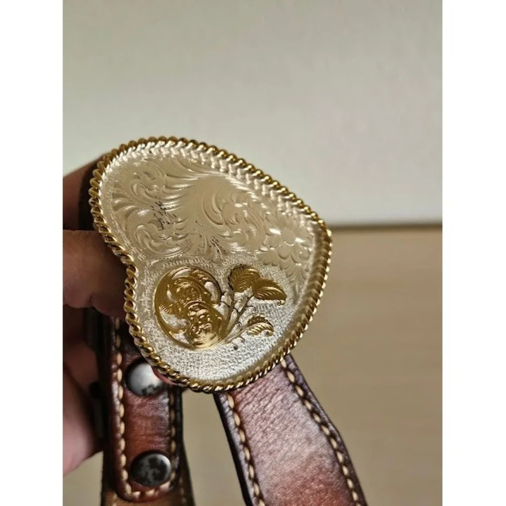 Montana Silversmiths Heart Buckle Brown Women Leather Western Belt